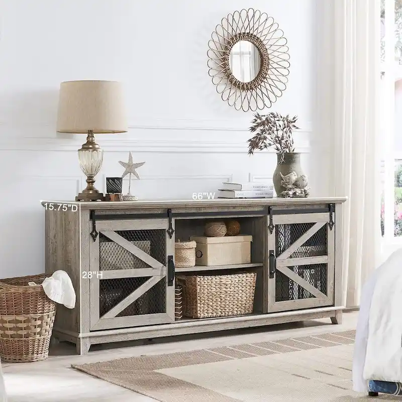 Industrial & Farmhouse TV Stand, Entertainment Center, TV Console