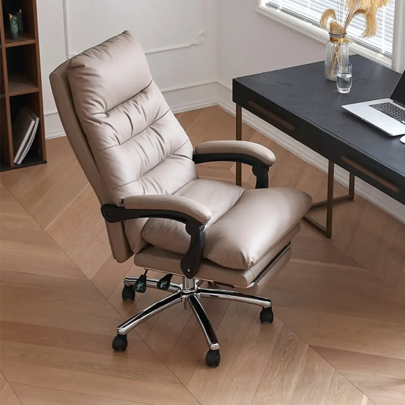 Upholstered Leather Recliner Adjustable Office Chair