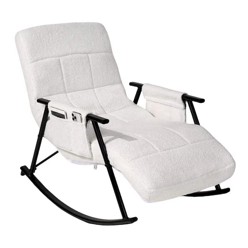 Adjustable Rocking Chair, Nursery Glider Chair with Adjustable High Back and Foot Rest