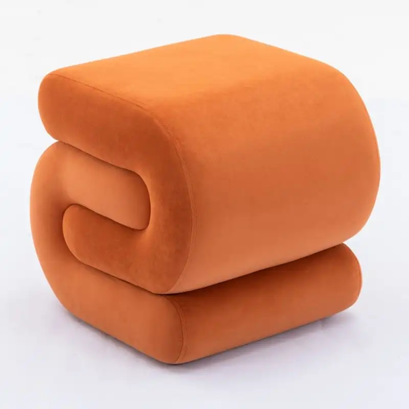 Velvet Fabric S-shape Ottoman Makeup Stool Footstool