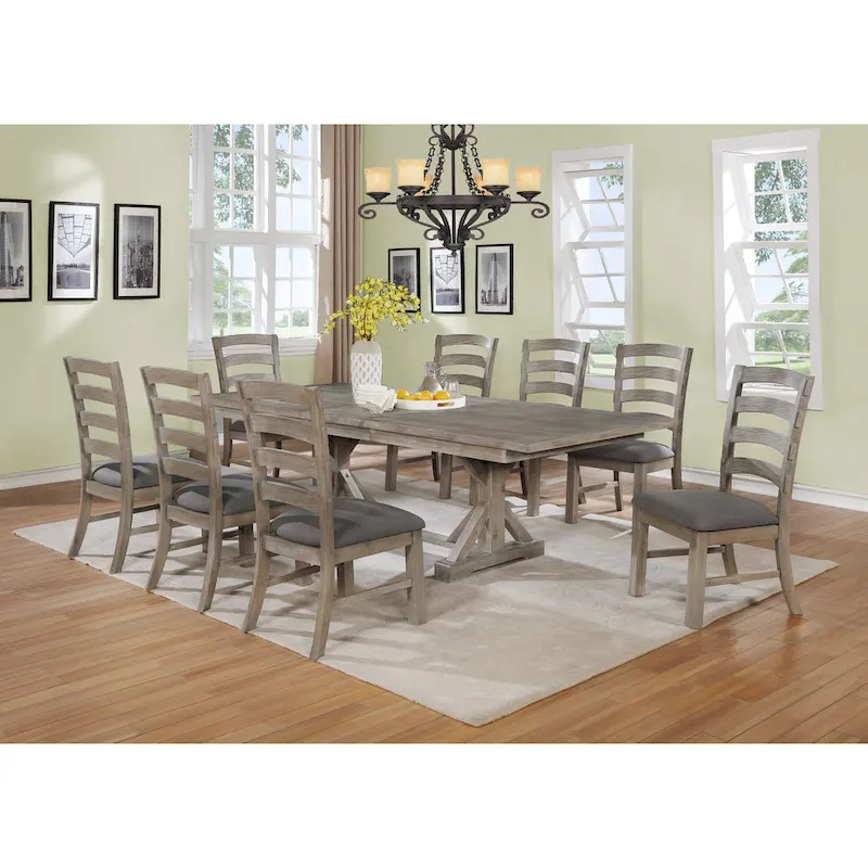 Best Quality Furniture Rustic Trestle 9-piece Dining Set