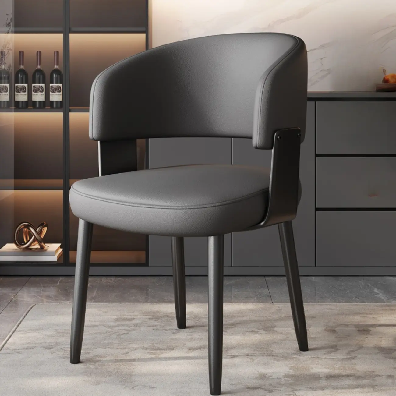 Modern Glam Leather Upholstered Dining Chair