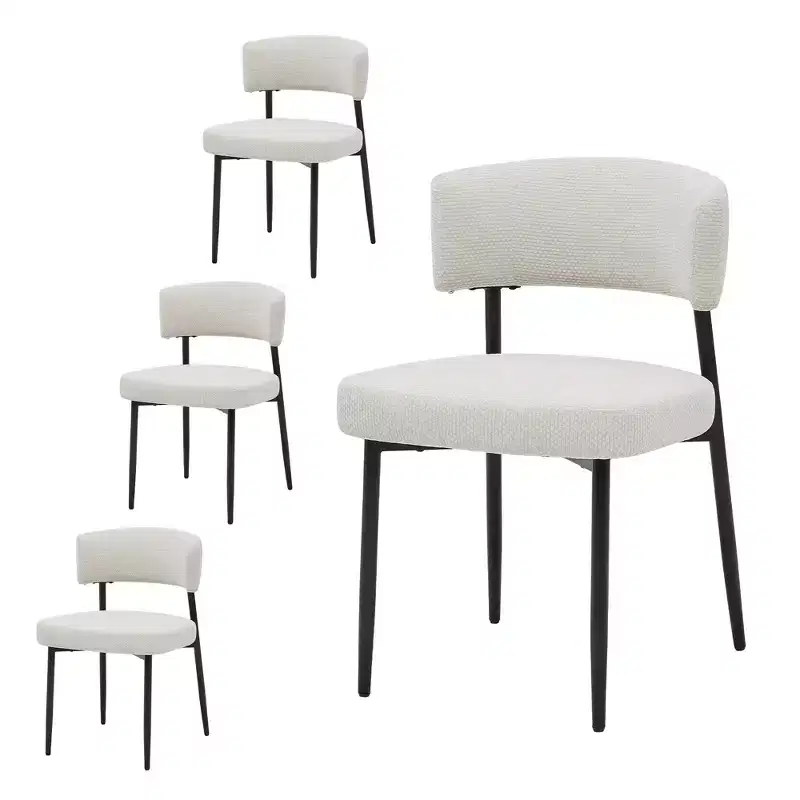 Bestier Modern Armless Office Chairs Set of 4, Upholstered Chairs with Curved Backrest,Sturdy Metal Frame