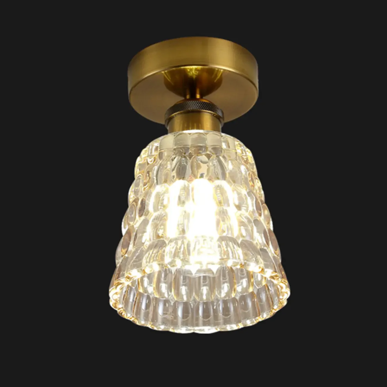 Black Conical Clear Glass Modern Semi Flush Ceiling Light