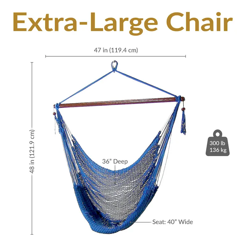 Sunnydaze Hanging Caribbean XL Hammock Chair