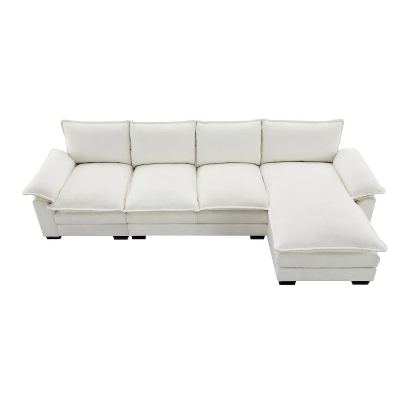 Harper&Bright Designs Modern L-shaped Chenille Cloud Sofa with Double Seat