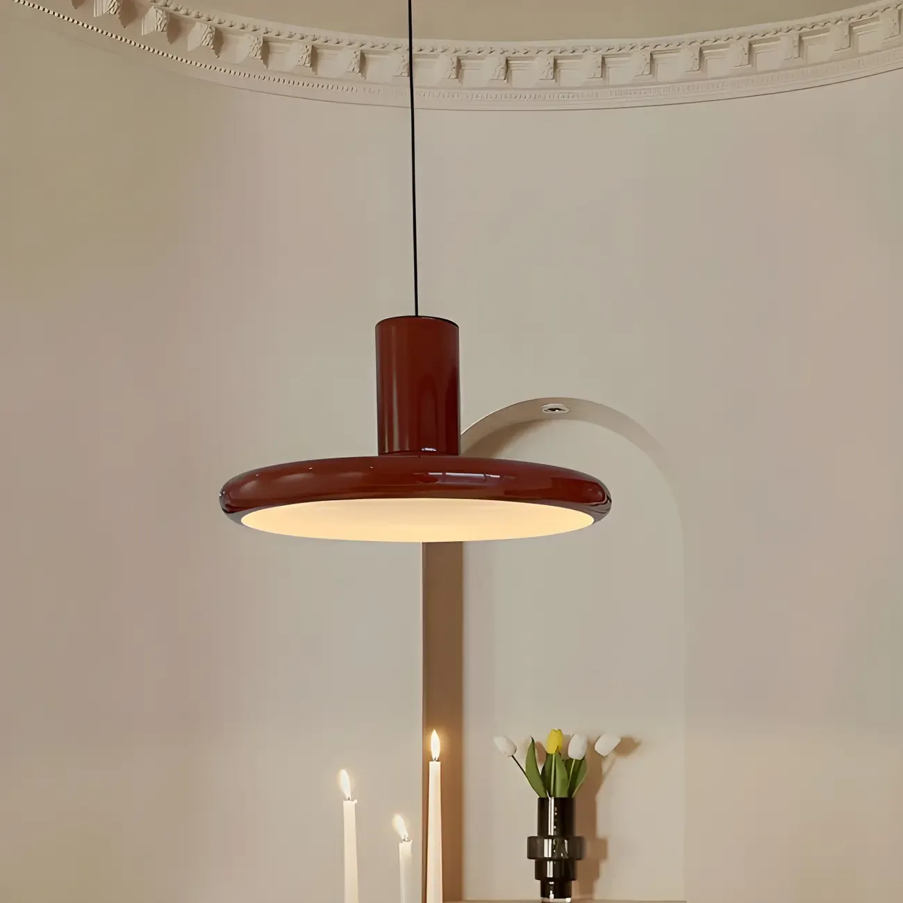 Modern Red Iron UFO Hanging Pendant Light