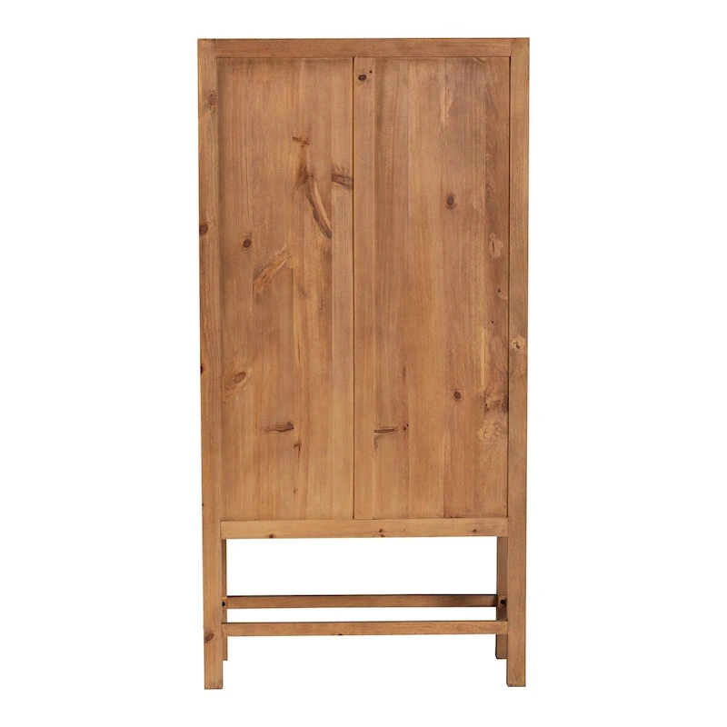 Sibu Bohemian Natural Rattan and Teak Wood Tall Cabinet