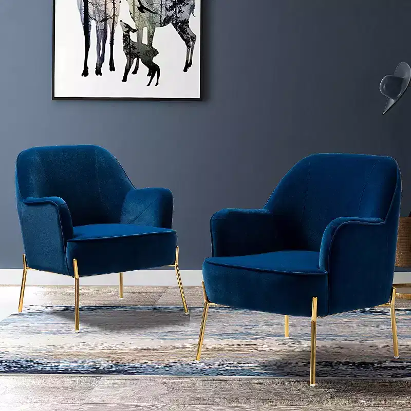 Odo Velvet Accent Comfy Living Room Arm Chair Upholstered Padded Seat Set of 2 | Karat Home