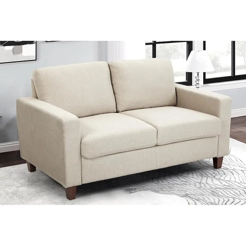 Miles Mid Century Modern Loveseat 2 Seater Sofa Couch with Reversible Back Pillows Large