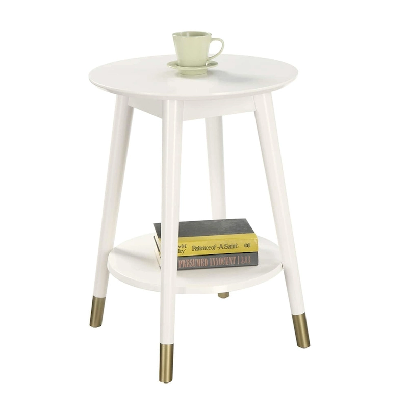 Convenience Concepts Wilson Mid Century Round End Table with Shelf