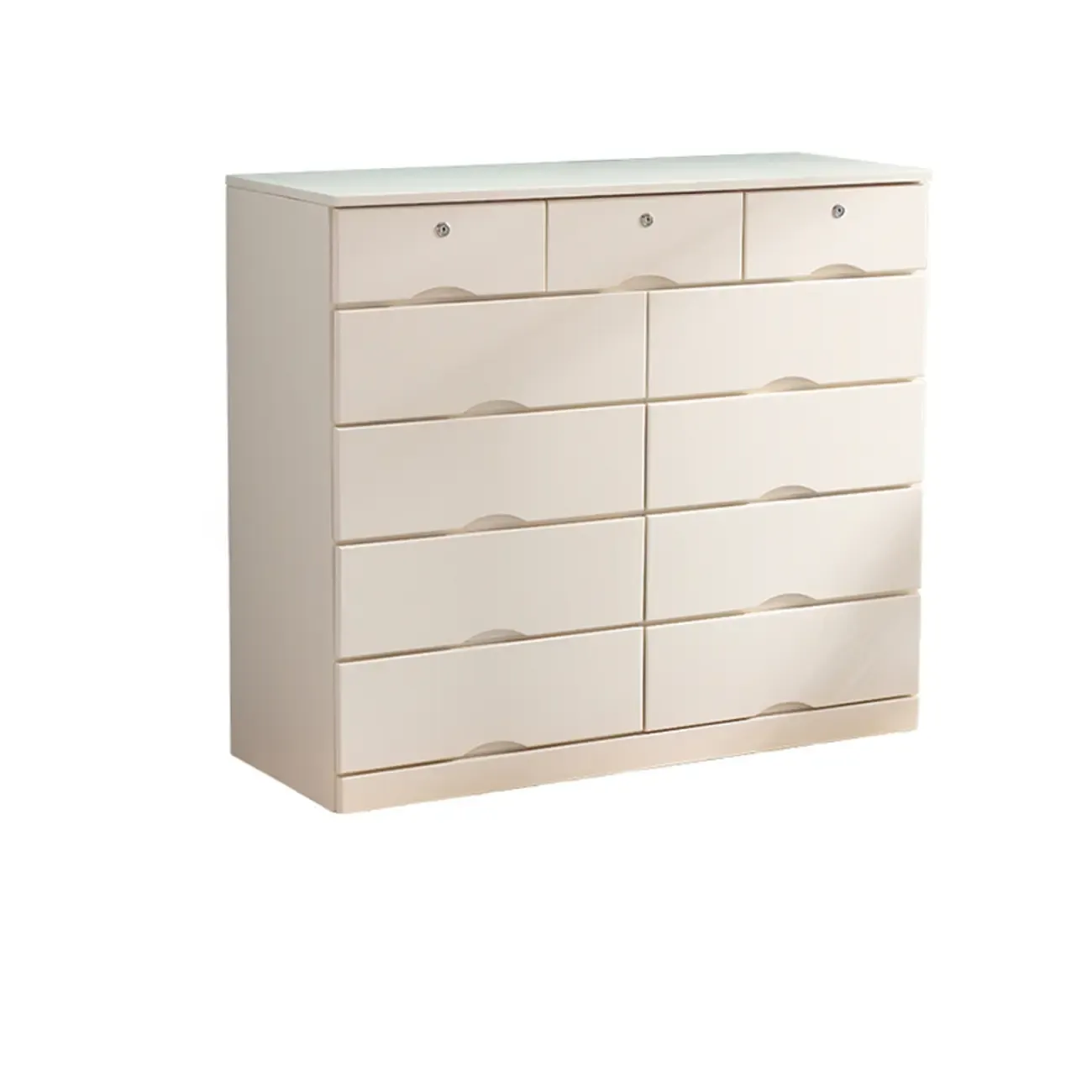 Natural Wood Double Dresser with Lockable Drawer