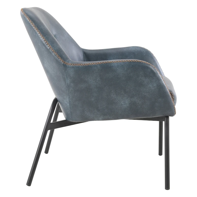 Brooks Accent Chair in Faux Leather with Stitch and Black Legs