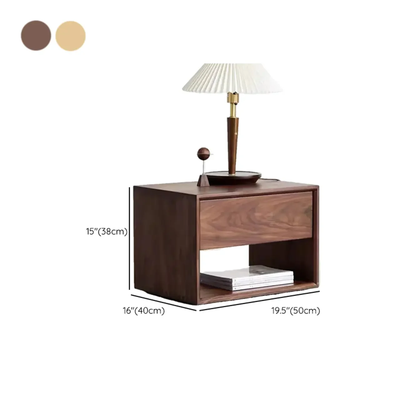 Mid-Century Modern Solid Wood Nightstand with Drawer