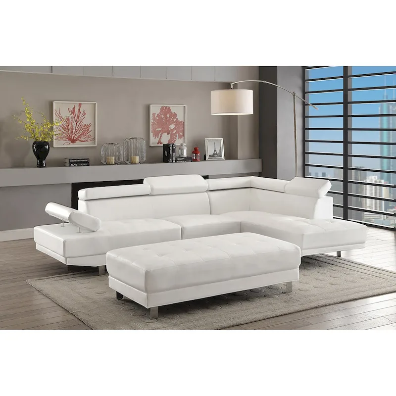 Riveredge 109 in. W 2-piece Faux Leather L Shape Sectional Sofa - 76 L x 109 W x 28 H