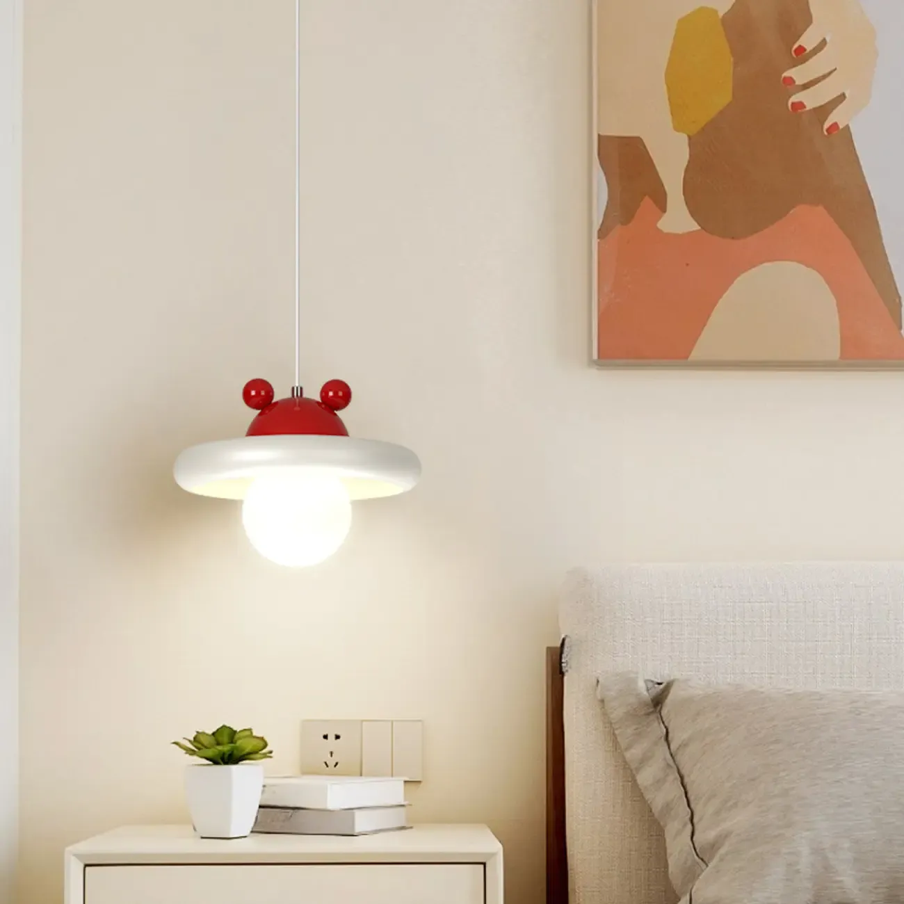 Modern Milk White Geometric Metal Pendant Light