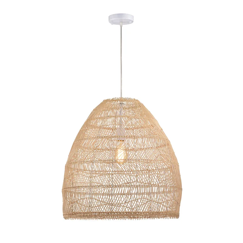 Luka Cream 1-Light Rattan Dome Basket Pendant Light