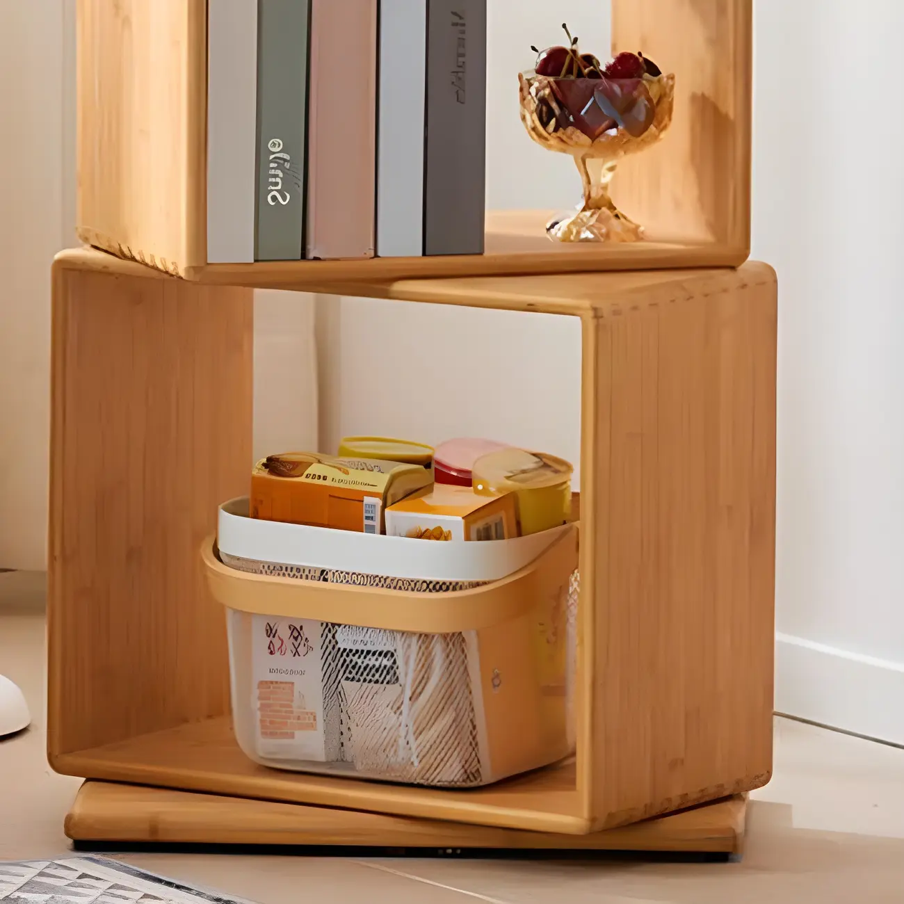 4-Tier Modern Wooden Open Cube Display Bookcase