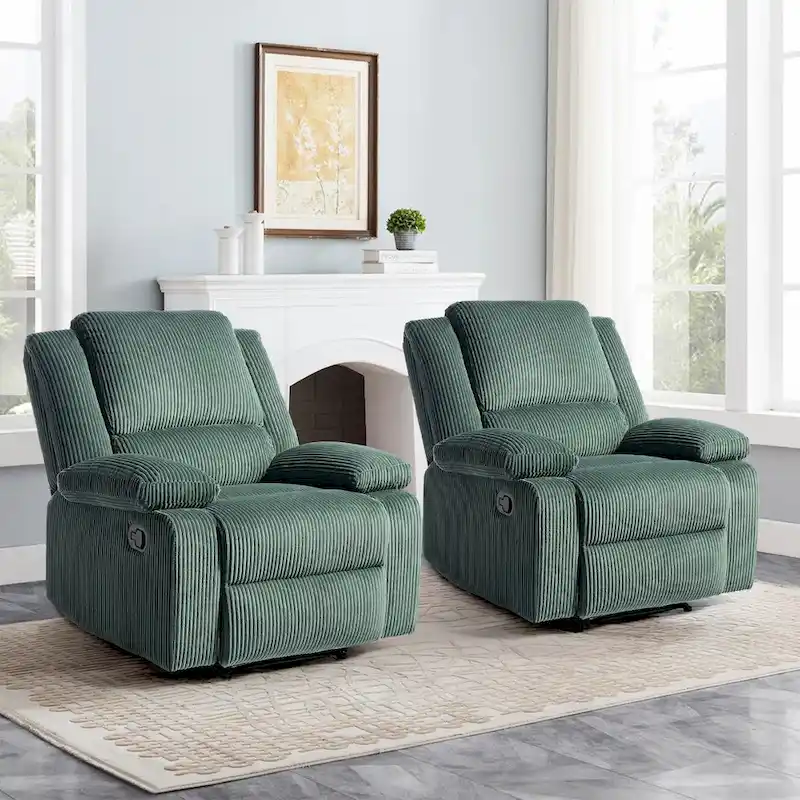 2Set Modern Lounger Upholstered Push Back Manual Recliner Chair