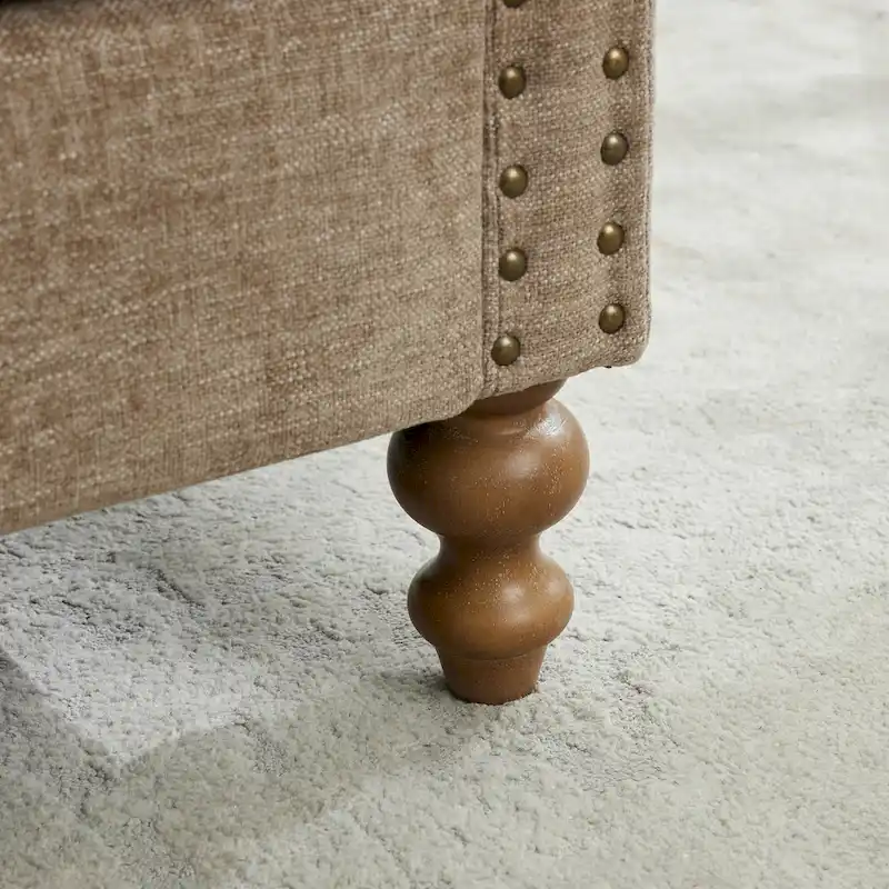 Upholstered Chaise Lounge with Nailhead Trim