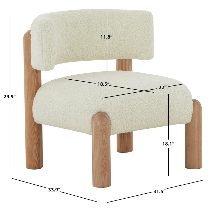 SAFAVIEH Couture Dineke Faux Shearling Accent Chair - 26 In. W x 26 In. D x 28 In. H - 26Wx26Dx28H