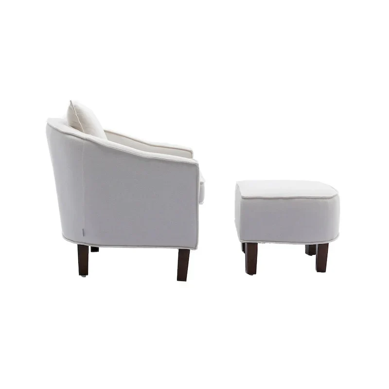Upholstered Barrel Accent Chair with Ottoman