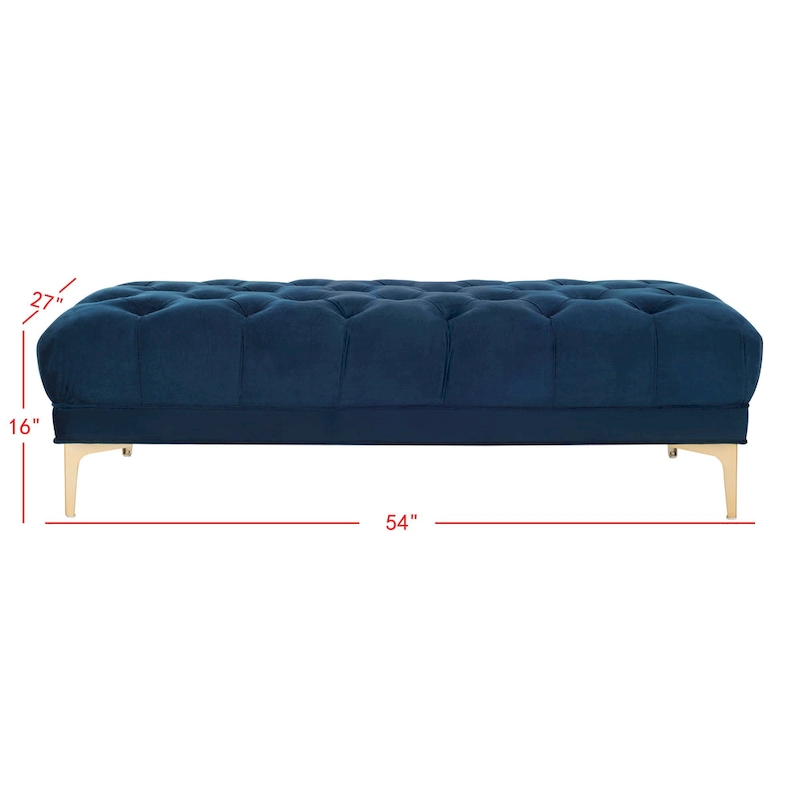 SAFAVIEH Rennie Navy/ Brass Tufted Rectangular Bench - 54 x 27 x 16 - 54Wx27Dx16H