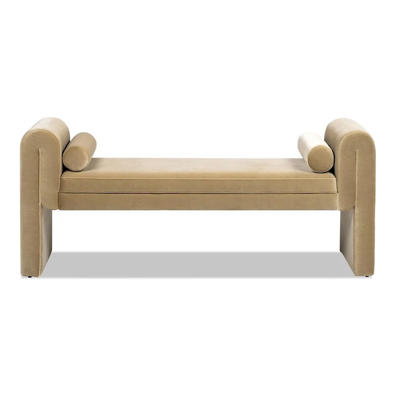 Mason 60.5 Transtional Velvet Upholstered Arched Arm Entryway Bench