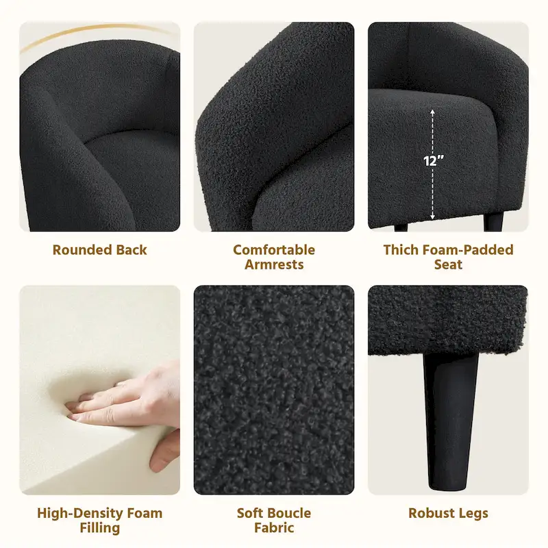 Yaheetech Club Chair Accent Barrel Chair Upholstered Arm Chair