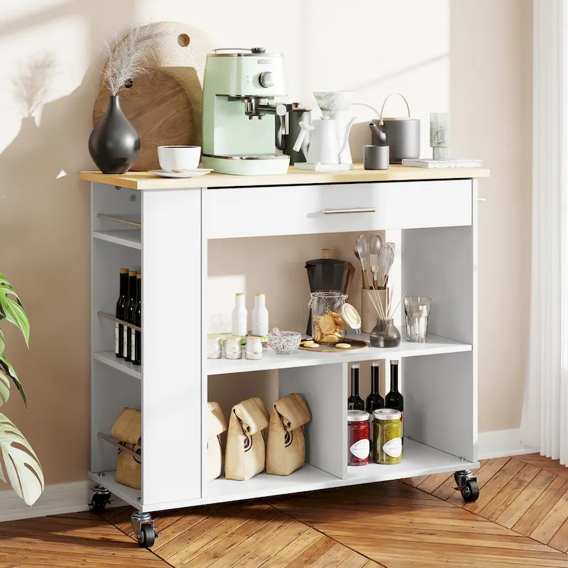 Futzca Kitchen Island on Wheels with Large Work Countertop