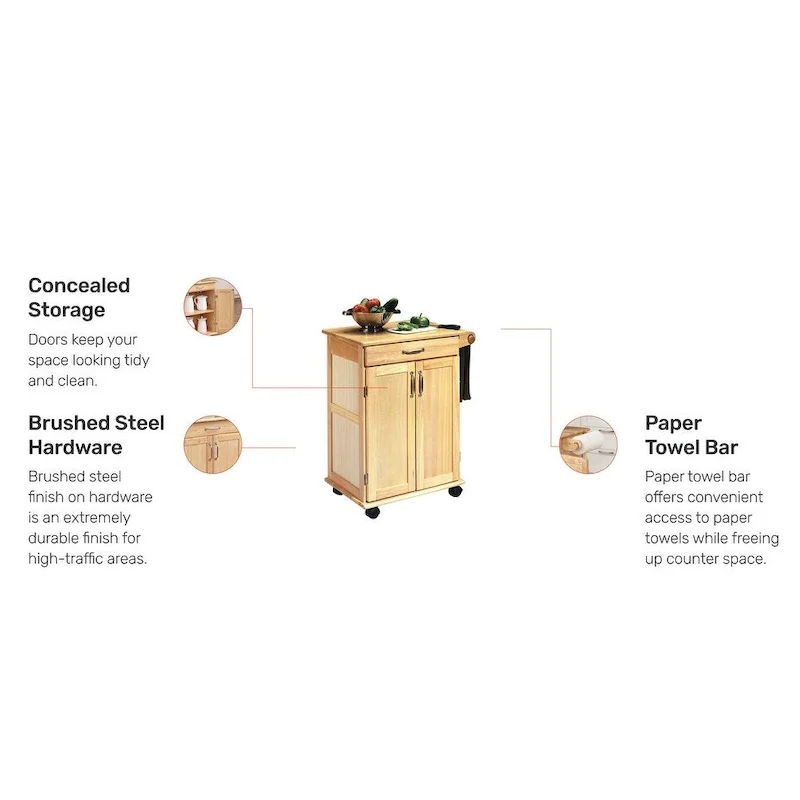 General Line Brown Kitchen Cart - 29' x 19' x 34'