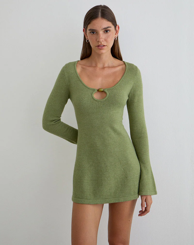 Kodia Mini Dress with Shell in Knit Olive
