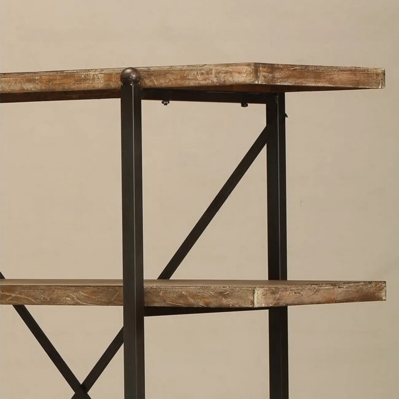Industrial Wooden Metal Wall Bookshelf 4-Tier