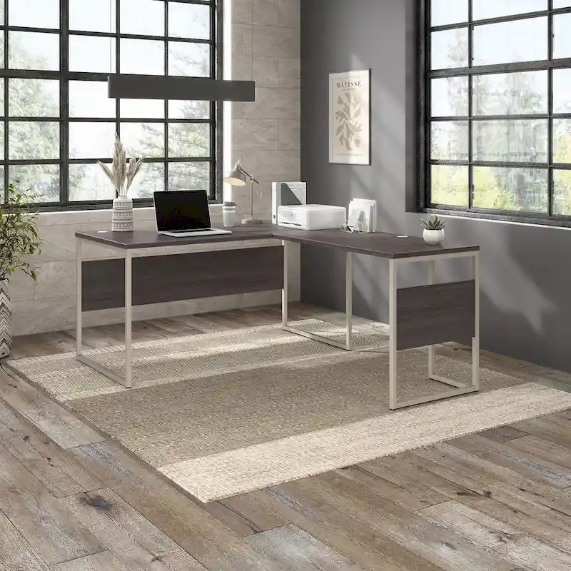 60W x 30D L-Shaped Table Desk with Metal Legs