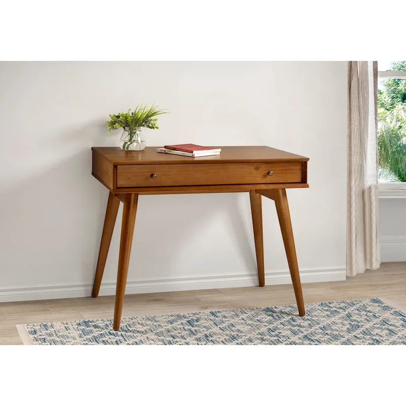 Mid-Century Solid Wood Desk with Drawer