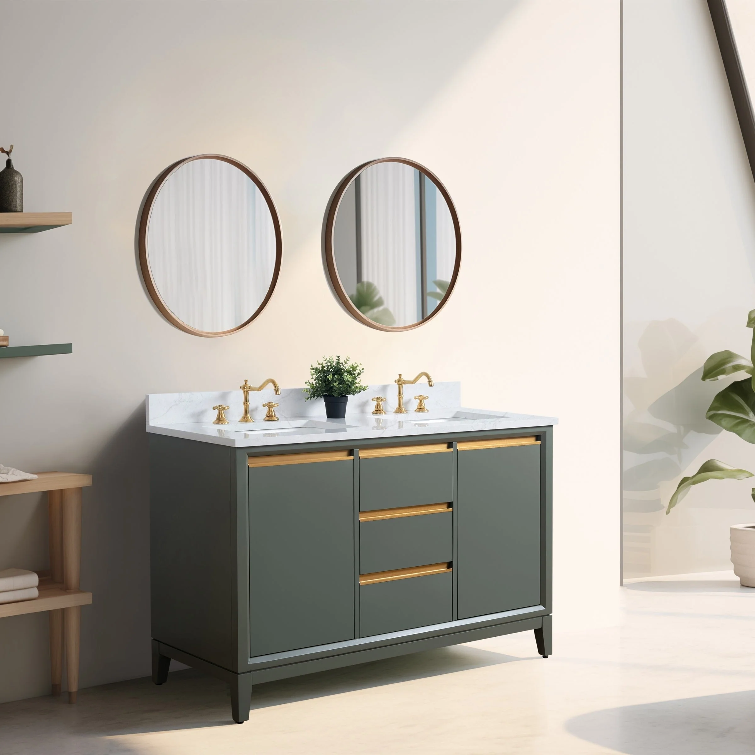 Vanity Art Bathroom Vanity with Ceramic Sink and Engineered Marble Top