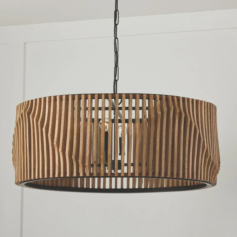 Archer 6-light Light Wood & Matte Black Pendant