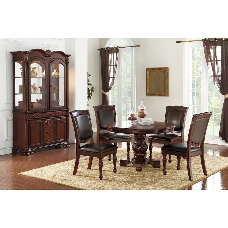 PU Upholstered Dining Chair, Dark Brown(Set of 2)
