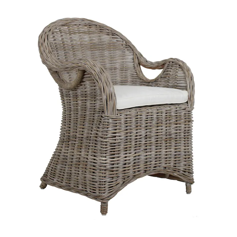 Natural Rattan Handwoven Wicker Armchair With Cushion by East at Main