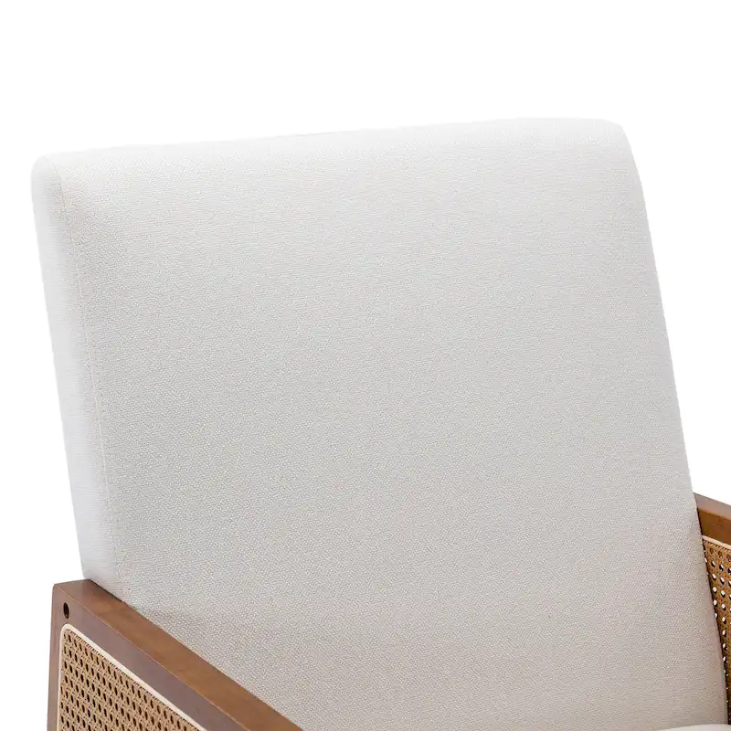 Modern PU Leather Rocking Chair with Rattan Arms