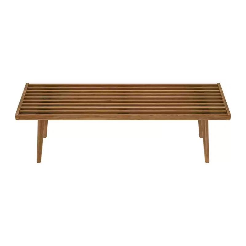 Mid-Century Solid Wood Bench – Black/Clay/Natural/Pecan/Teal/Walnut/White/Yellow – Seats 1