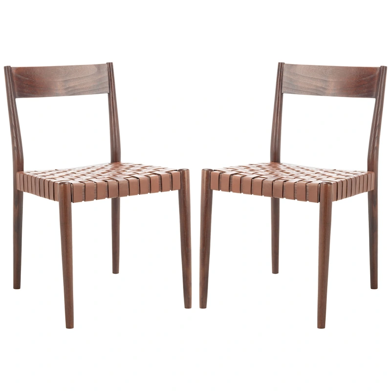 SAFAVIEH Myrle Leather Dining Room Chair (Set of 2) - 18.5 W x 20 L x 31.5 H - 19Wx20Dx32H