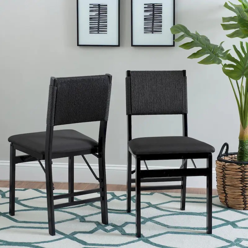 Wood Rope Folding Dining Chair (Set of 2)