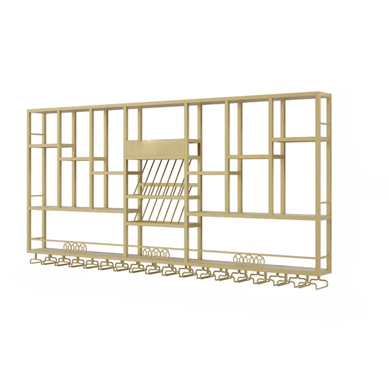 Wall-Mounted Metal Industrial Display Wine Rack