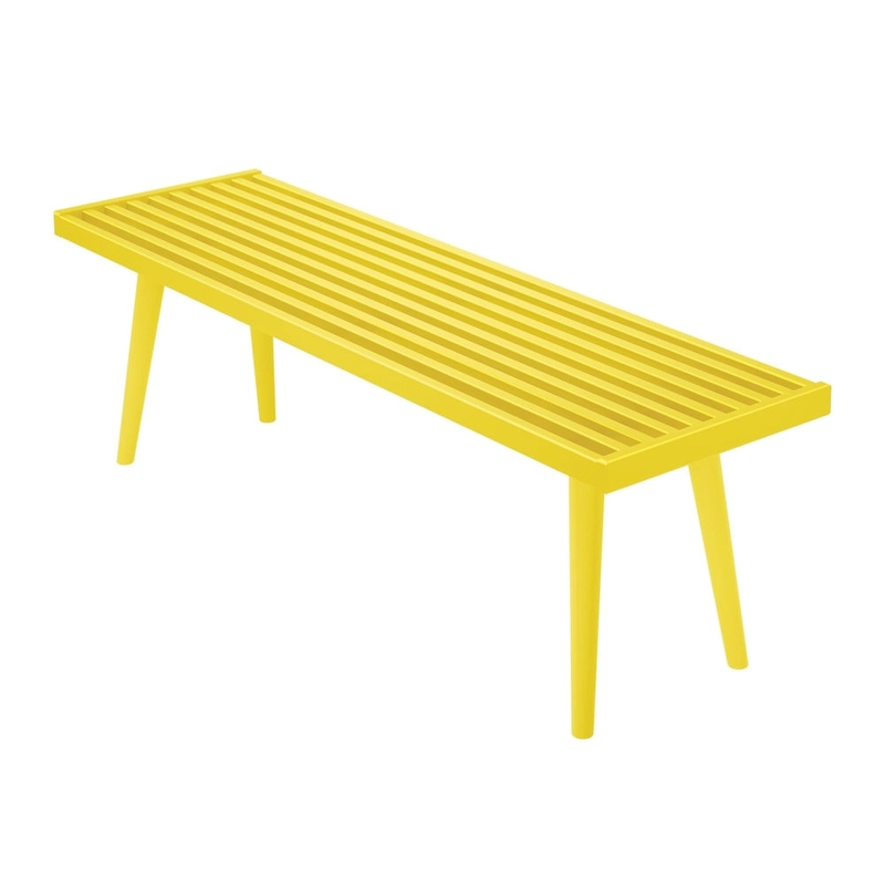 Plank and Beam Mid Century Double Wood Entryway Bench - 56.3 L x 16.5 W x 17.5 H