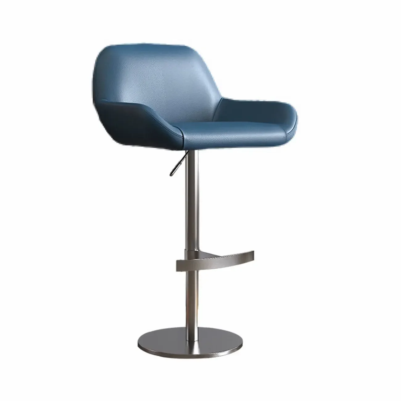 Minimalist Leather Swivel Bar Stools with Low Back for Kitchen