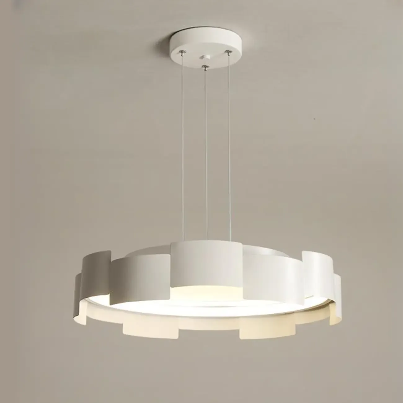 Modern Adjustable White Round LED Chandelier