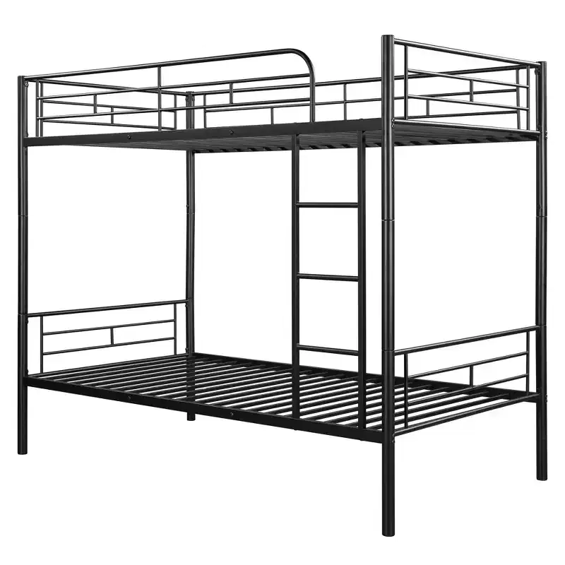 Bellemave Twin Over Twin Metal Bunk Bed, Sturdy Steel Frame, Black Finish, Converts to Two Twin Beds, Heavy-Duty Slats, No Box Spring Needed