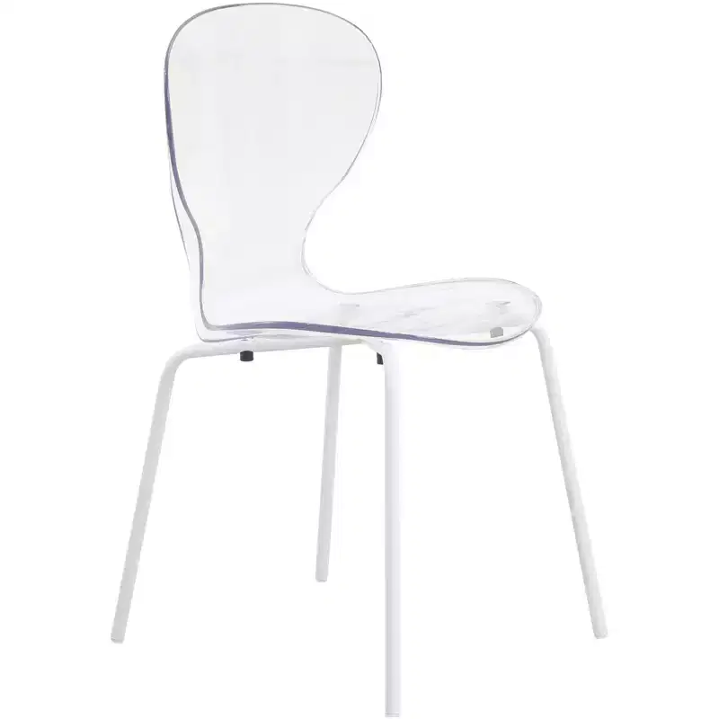 LeisureMod Bristol 5-Piece Dining Set Round Dining Table, 4 Plastic Dining Chairs White Legs