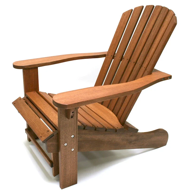 Eucalyptus Adirondack Chair with Built-in Ottoman